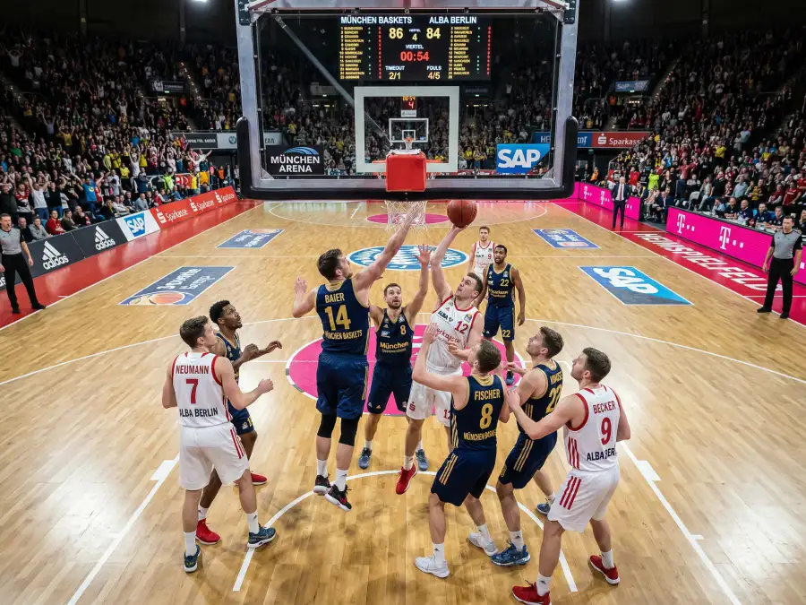 Basketballspiel mit Anzeigetafel und Moneyline-Wettquoten